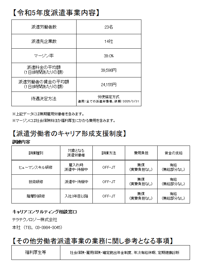 派遣事業におけるマージン率等の情報公開